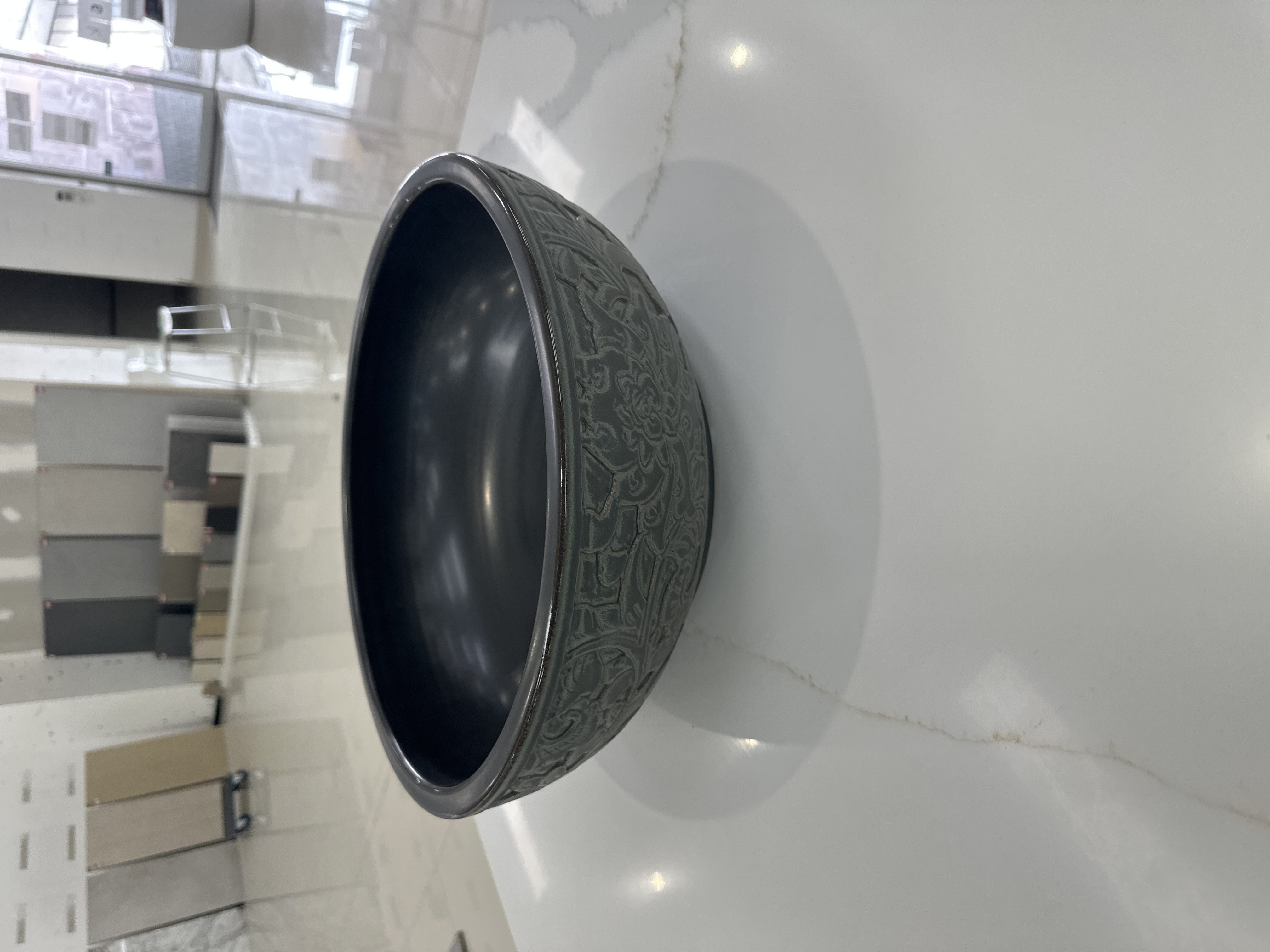 Floral Green Matt Basin - Basin