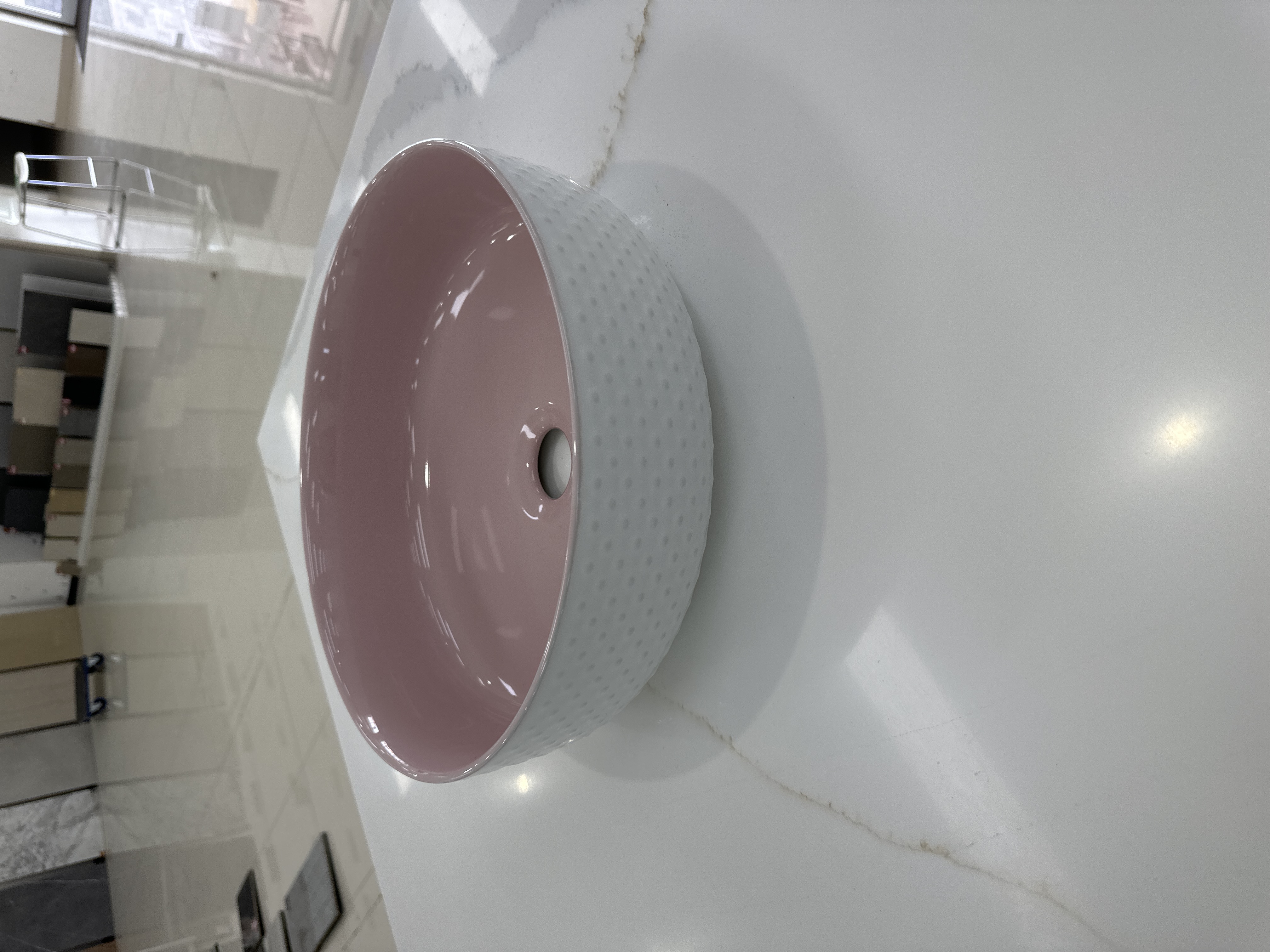 Round Golf White Pink Gloss Basin - Basin