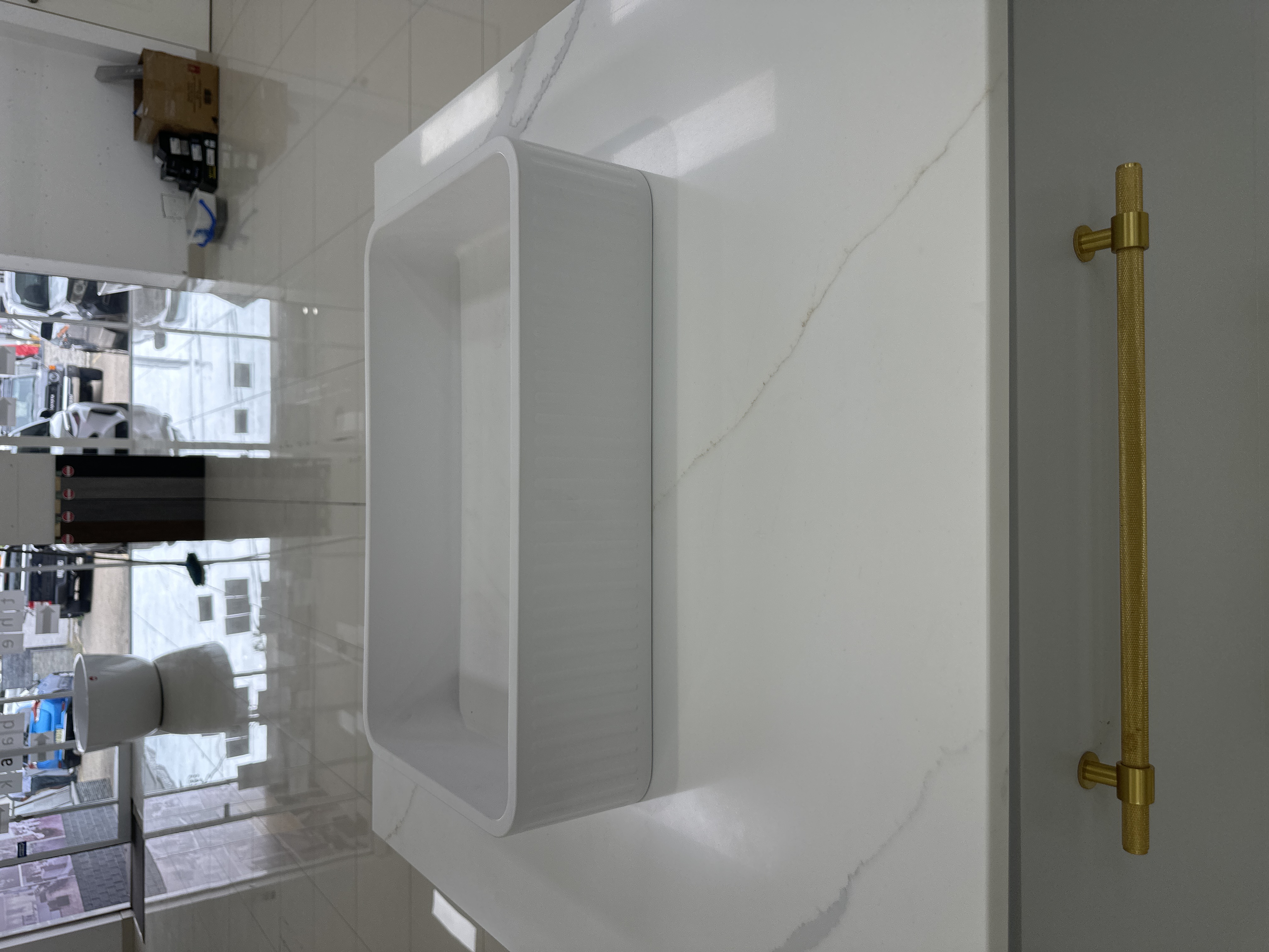 Concrete White Fluted Matt Rectangle Basin - Basin