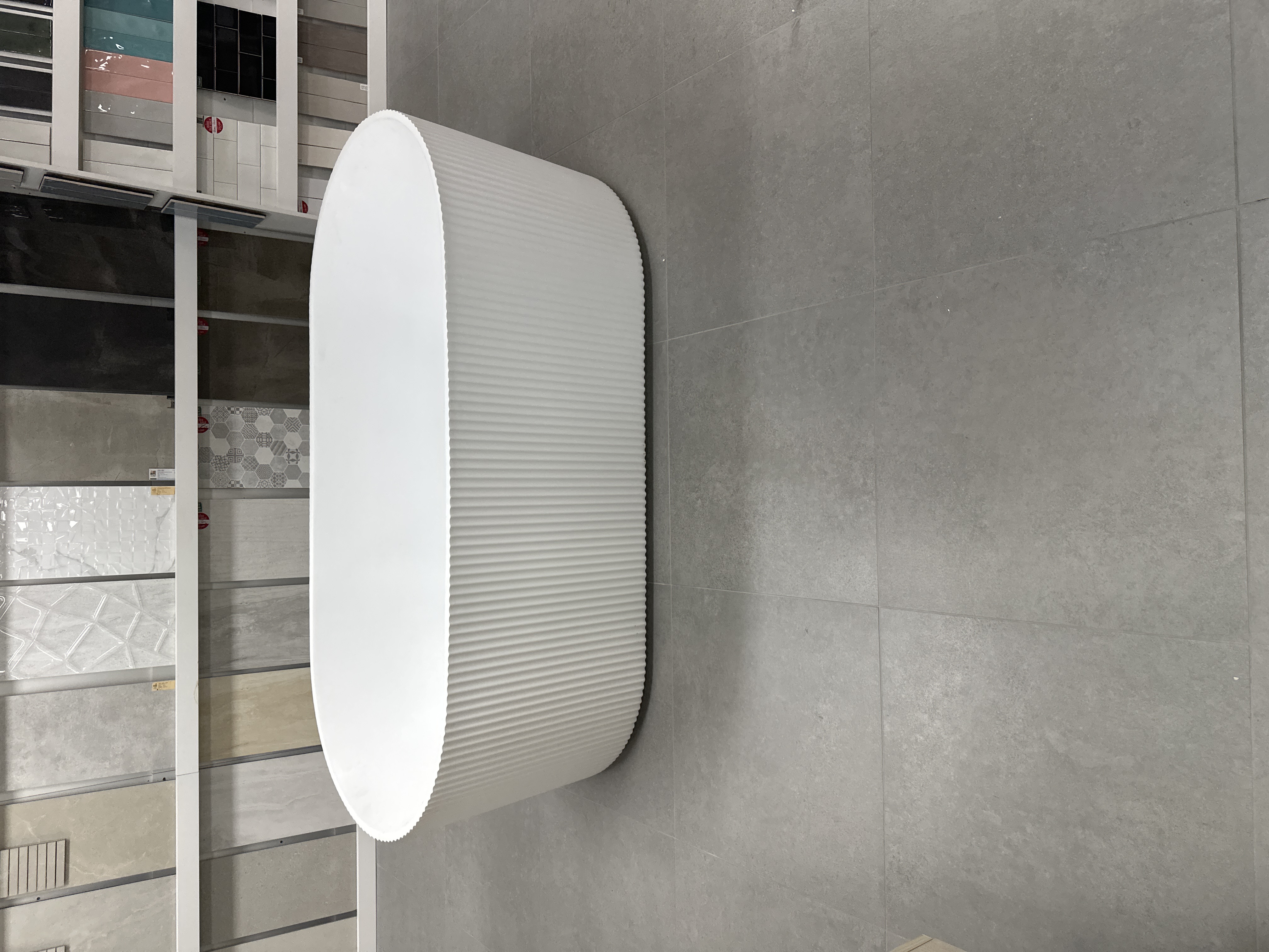 White Matt Fluted Freestanding Bathtub - Baths