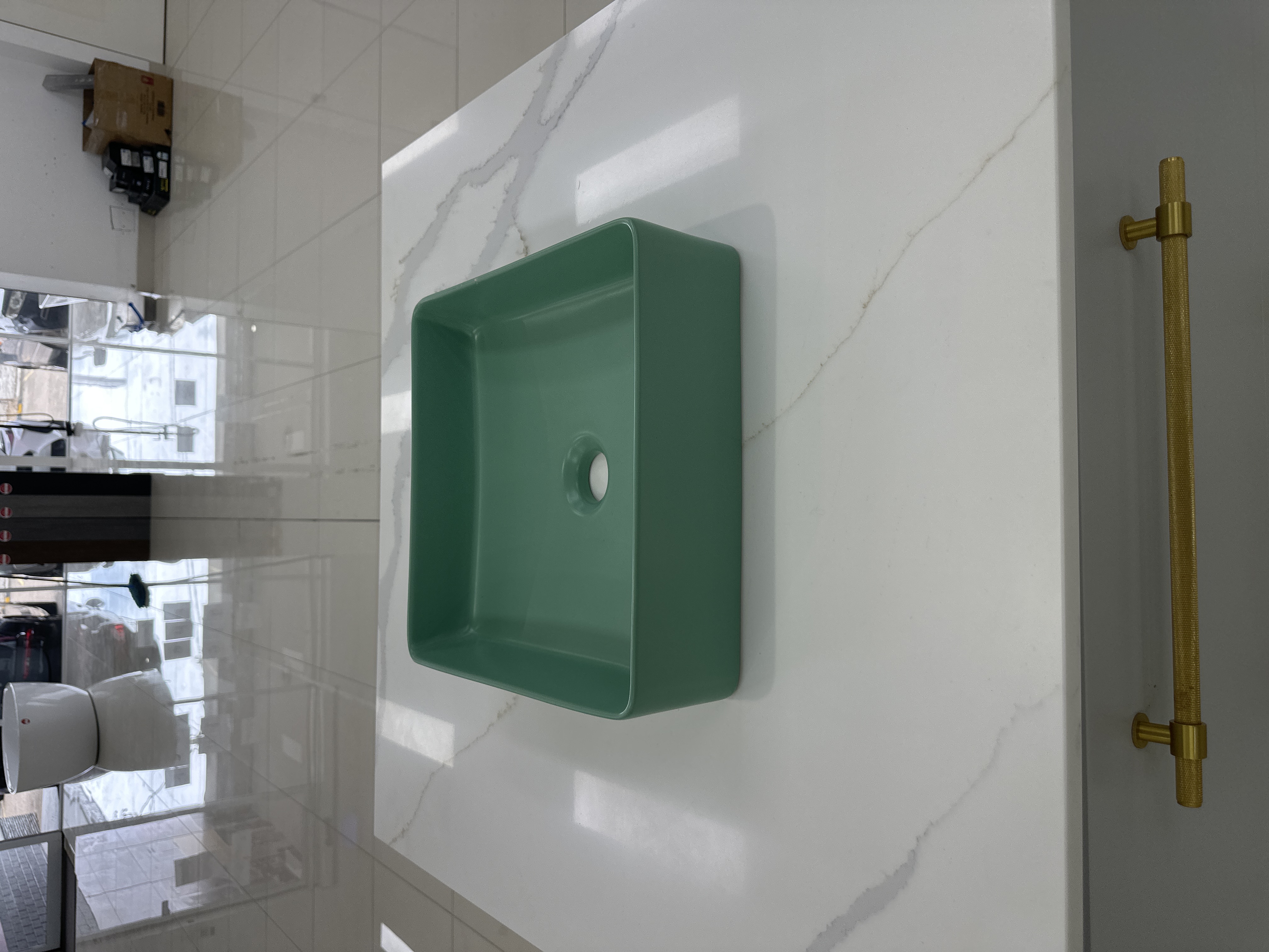 Antique Green Matt Square Basin - Basin