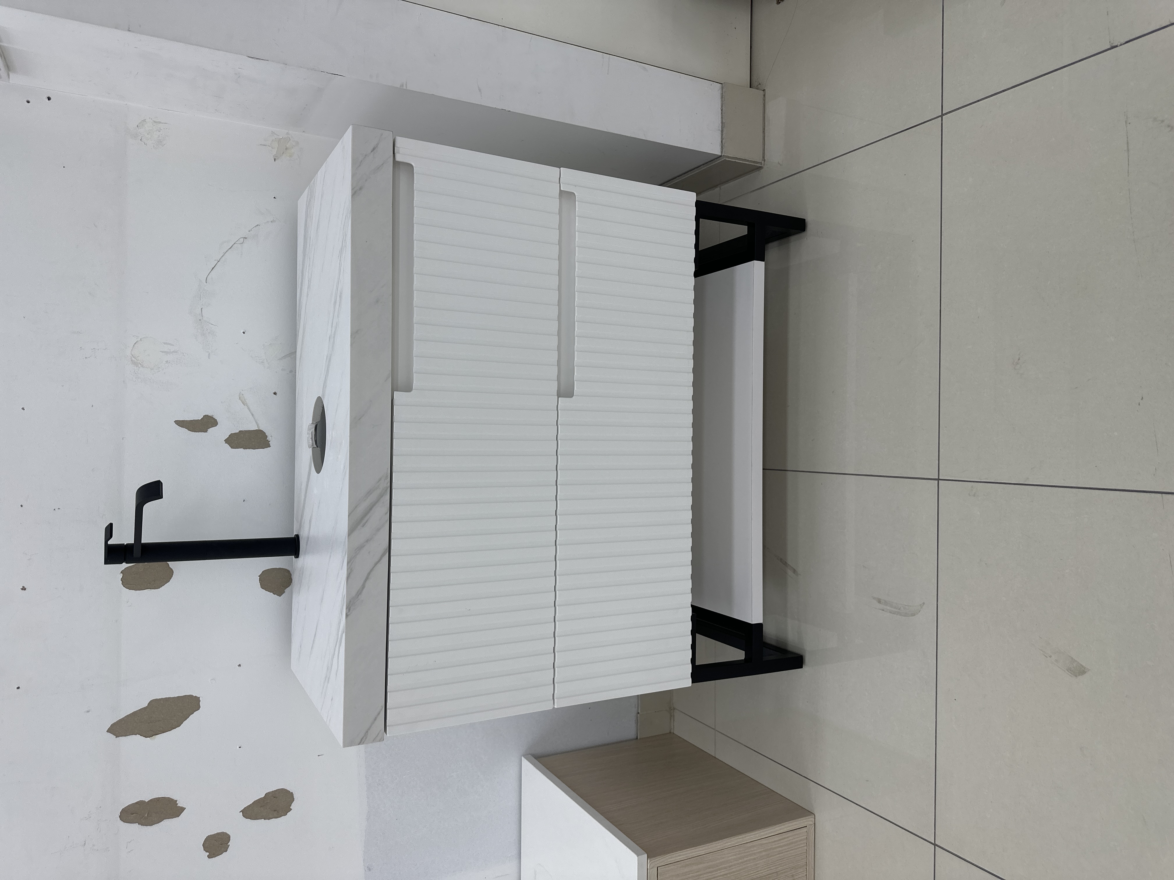 White Matt Fluted Vanity - Vanity