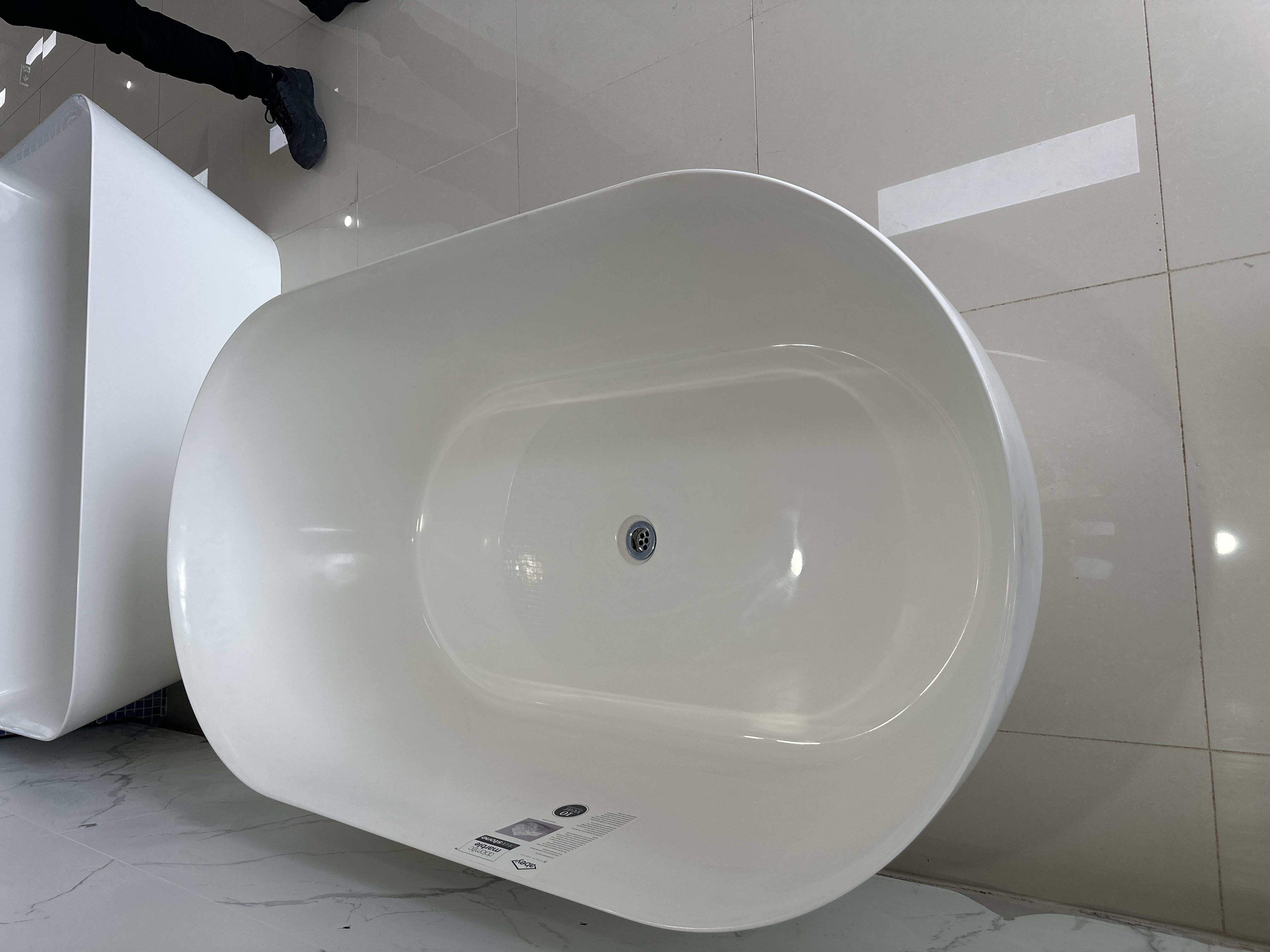 White Stone Freestanding Bathtub - Baths