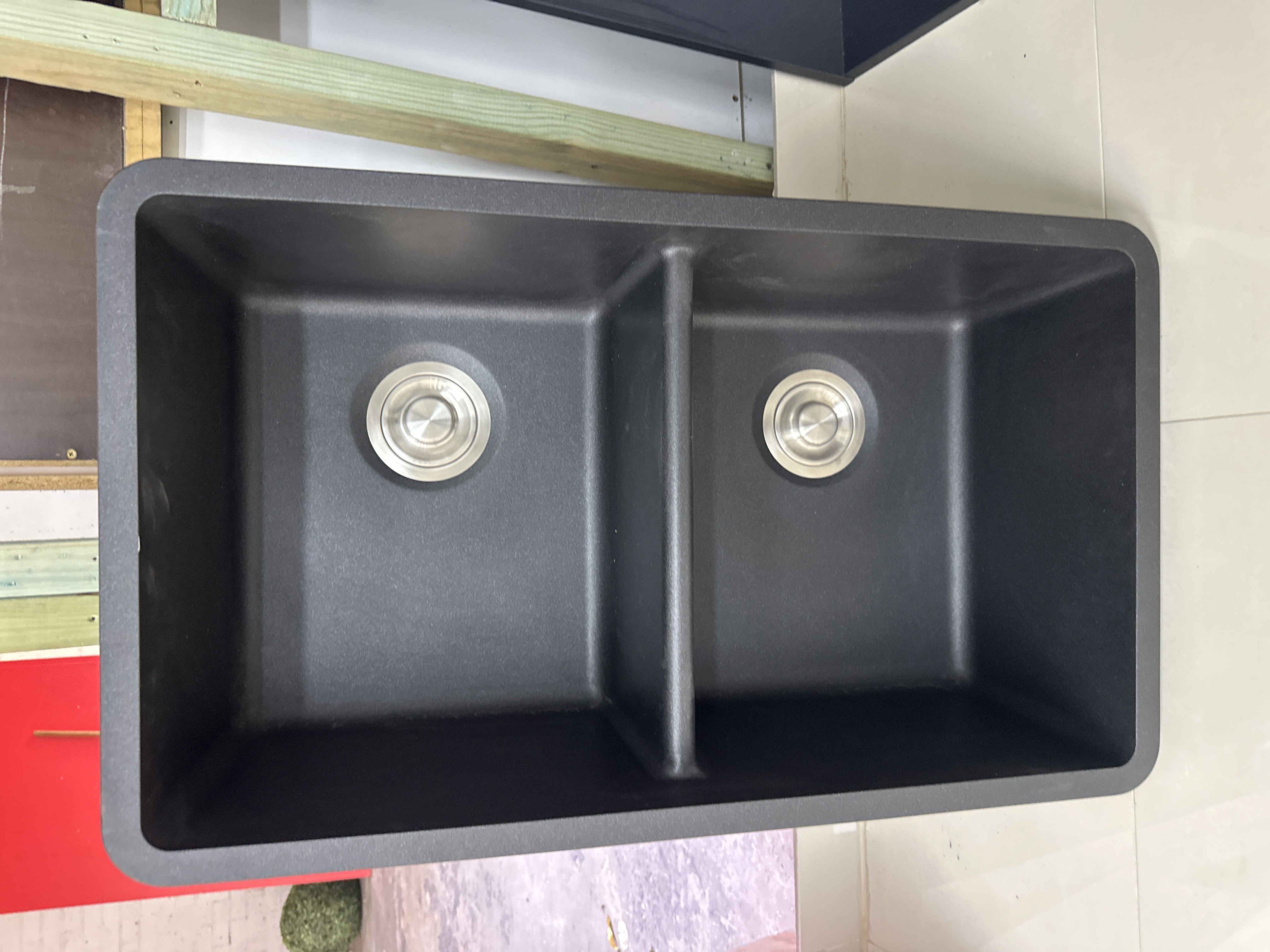 Double Bowl Black Granite Sink  - Sinks